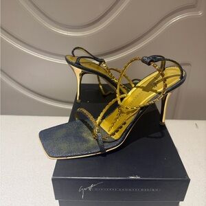 Giuseppe Zanotti Denimand Gold Strappy Heels